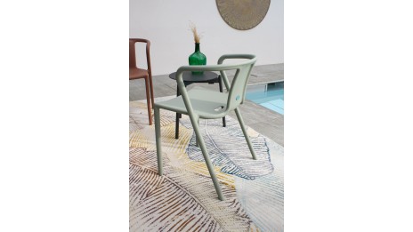 Fauteuil de jardin empilable DIEGO en polypropylène - OLIVE