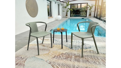 Fauteuil de jardin empilable DIEGO en polypropylène - OLIVE