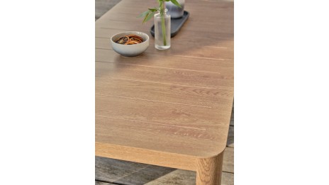 Salon bas de jardin GOYA 5 places en aluminium imitation bois - GRIS