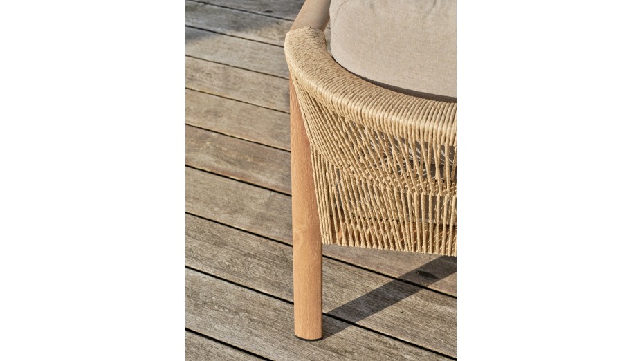 Salon bas de jardin GOYA 5 places en aluminium imitation bois - GRIS