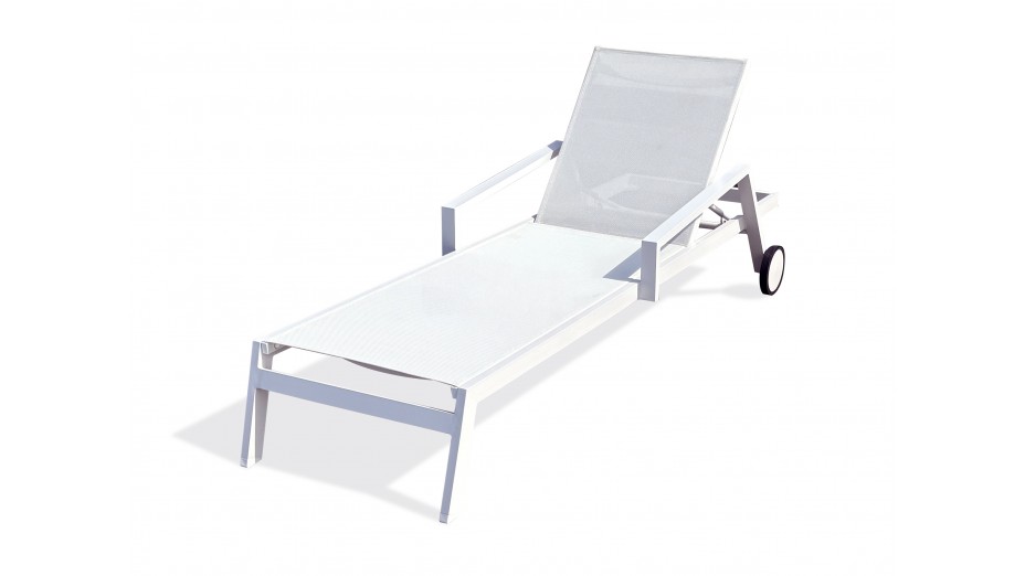 Bain de soleil multi-positions IBIZA en aluminium et textilène - BLANC
