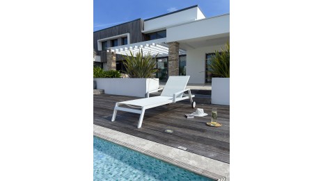 Bain de soleil multi-positions IBIZA en aluminium et textilène - BLANC