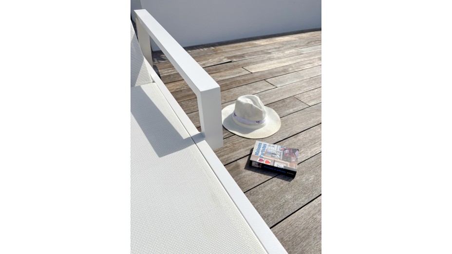 Bain de soleil multi-positions IBIZA en aluminium et textilène - BLANC