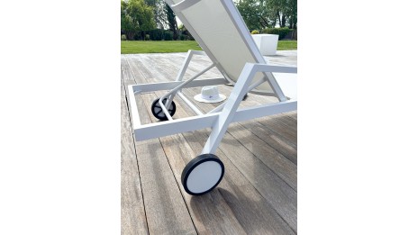 Bain de soleil multi-positions IBIZA en aluminium et textilène - BLANC