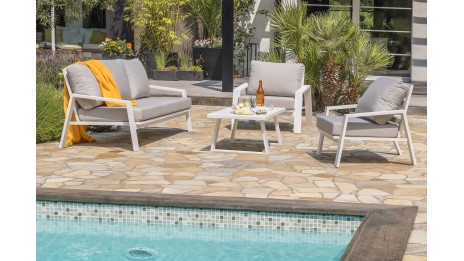 Salon bas de jardin IBIZA 5 places en aluminium - BLANC