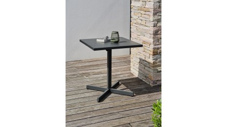 Guéridon de jardin LOUISE (70x70 cm) avec plateau pliant en acier - ANTHRACITE