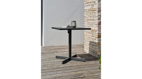 Guéridon de jardin LOUISE (70x70 cm) avec plateau pliant en acier - ANTHRACITE