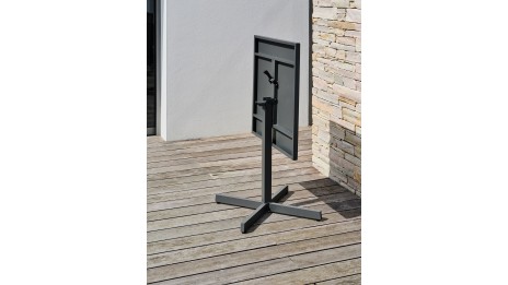 Guéridon de jardin LOUISE (70x70 cm) avec plateau pliant en acier - ANTHRACITE