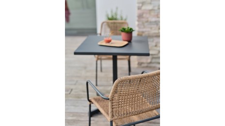 Guéridon de jardin LOUISE (70x70 cm) avec plateau pliant en acier - ANTHRACITE