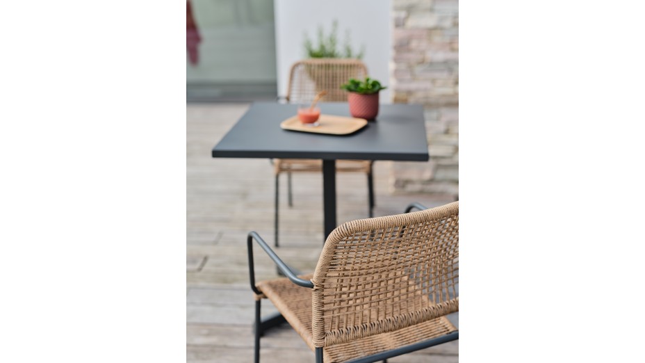 Guéridon de jardin LOUISE (70x70 cm) avec plateau pliant en acier - ANTHRACITE