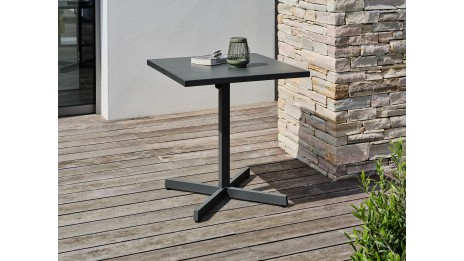 Guéridon de jardin LOUISE (70x70 cm) avec plateau pliant en acier - ANTHRACITE