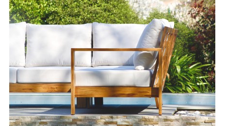 Salon de jardin d'angle MAJORQUE 5 places en aluminium effet bois - MARRON