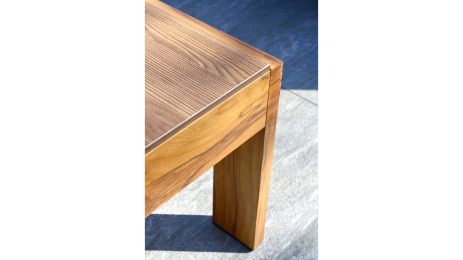 Salon de jardin d'angle MAJORQUE 5 places en aluminium effet bois - MARRON