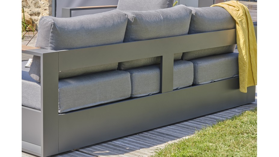 Salon de jardin MANDELIEU 5 places en aluminium et accoudoirs en HPL - GRIS ANTHRACITE
