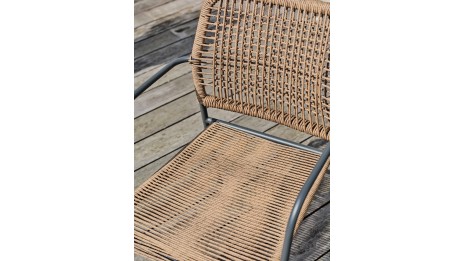 Fauteuil de jardin empilable MARCEAU en corde et acier - GRIS ANTHRACITE
