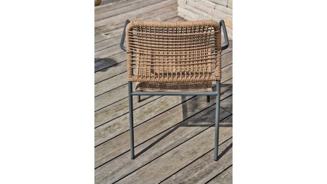 Fauteuil de jardin empilable MARCEAU en corde et acier - GRIS ANTHRACITE
