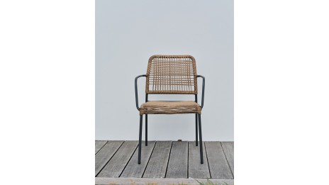 Fauteuil de jardin empilable MARCEAU en corde et acier - GRIS ANTHRACITE