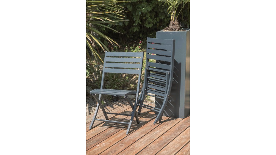 Lot composé d'une table de jardin MARIUS-TB110-GRISANT pliante et de 4 chaises MARIUS-CP-GRISANT pliantes