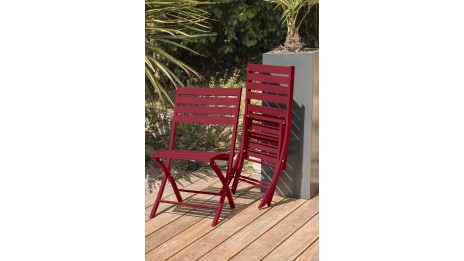 Lot composé d'une table de jardin MARIUS-TB110-CARMIN pliante et de 4 chaises MARIUS-CP-CARMIN pliantes