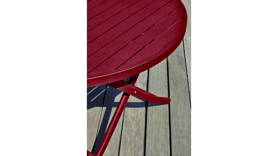 Lot composé d'une table de jardin MARIUS-TB110-CARMIN pliante et de 4 chaises MARIUS-CP-CARMIN pliantes