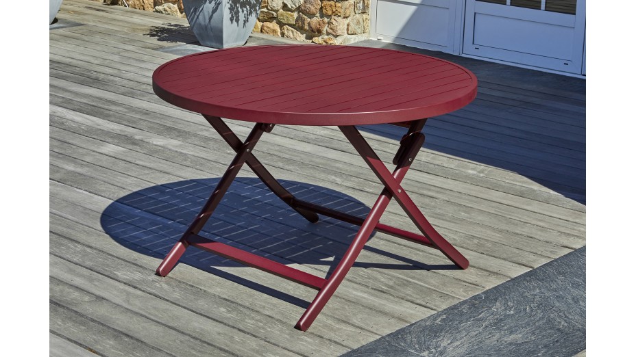 Table de jardin pliante MARIUS (diam. 110 cm) en aluminium - CARMIN