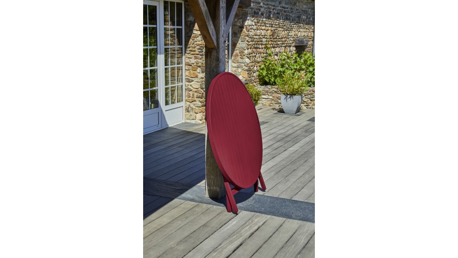 Table de jardin pliante MARIUS (diam. 110 cm) en aluminium - CARMIN