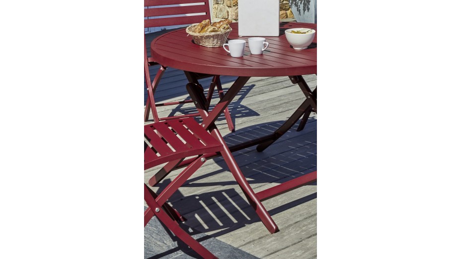 Table de jardin pliante MARIUS (diam. 110 cm) en aluminium - CARMIN