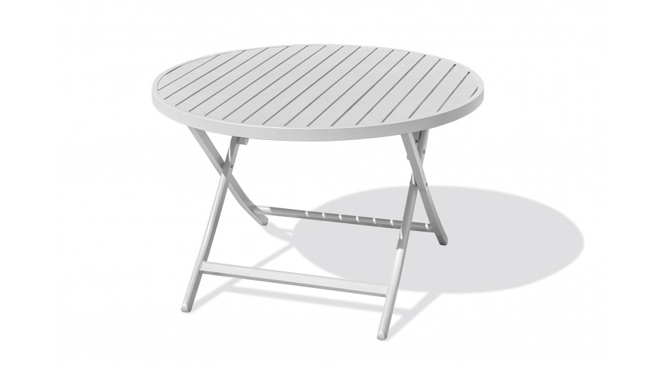 Table de jardin pliante MARIUS (diam. 110 cm) en aluminium - GRIS