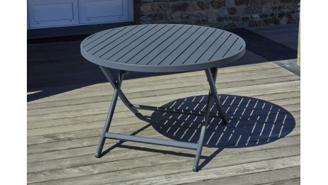 Table de jardin pliante MARIUS (diam. 110 cm) en aluminium - GRIS ANTHRACITE
