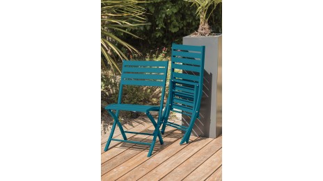 Lot composé d'une table de jardin MARIUS-TB140-CANARD pliante et de 4 chaises MARIUS-CP-CANARD pliantes