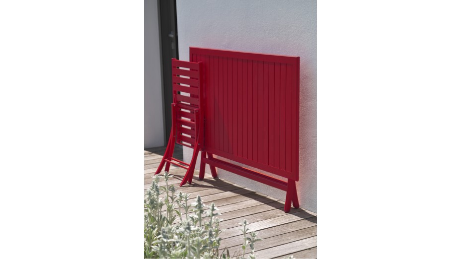 Lot composé d'une table de jardin pliante MARIUS-TB140-CARMIN et de 4 chaises MARIUS-CP-CARMIN pliantes