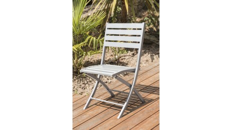 Lot composé d'une table de jardin MARIUS-TB140-GRIS pliante et de 4 chaises MARIUS-CP-GRIS pliantes