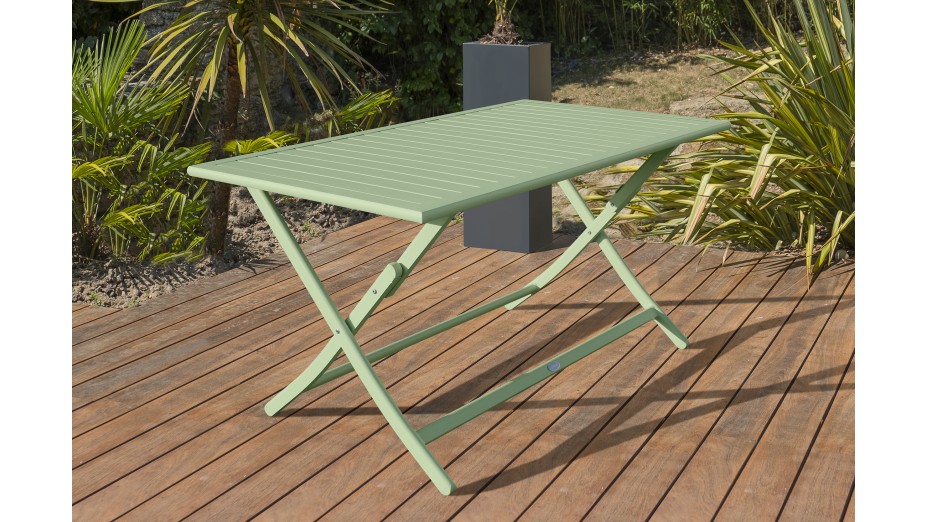 Table de jardin pliante MARIUS (140x80 cm) en aluminium - VERT LAGUNE
