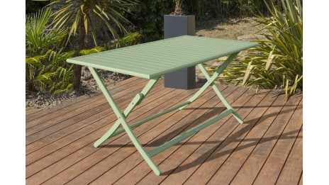 Table de jardin pliante MARIUS (140x80 cm) en aluminium - VERT LAGUNE