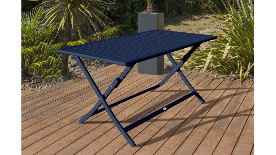 Lot composé d'une table de jardin MARIUS-TB140-MARINE pliante et de 4 chaises MARIUS-CP-MARINE pliantes