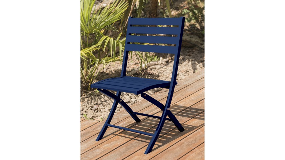 Lot composé d'une table de jardin MARIUS-TB140-MARINE pliante et de 4 chaises MARIUS-CP-MARINE pliantes