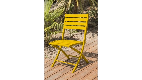 Lot composé d'une table de jardin MARIUS-TB140-MOUTARDE pliante et de 4 chaises MARIUS-CP-MOUTARDE pliantes
