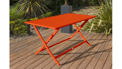 Table de jardin pliante MARIUS (140x80 cm) en aluminium - ORANGE