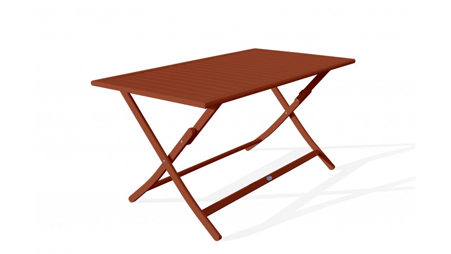 Table de jardin pliante MARIUS (140x80 cm) en aluminium - TERRACOTTA