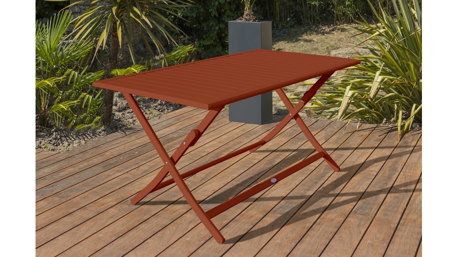 Table de jardin pliante MARIUS (140x80 cm) en aluminium - TERRACOTTA