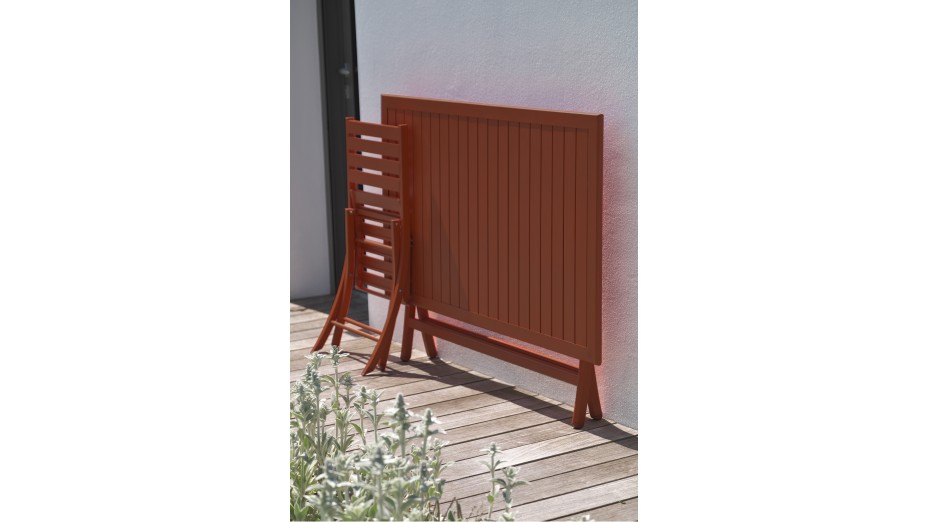 Table de jardin pliante MARIUS (140x80 cm) en aluminium - TERRACOTTA
