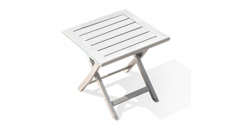 Table basse de jardin pliante MARIUS (43x43 cm) en aluminium - BLANC