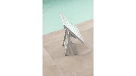 Table basse de jardin pliante MARIUS (43x43 cm) en aluminium - BLANC