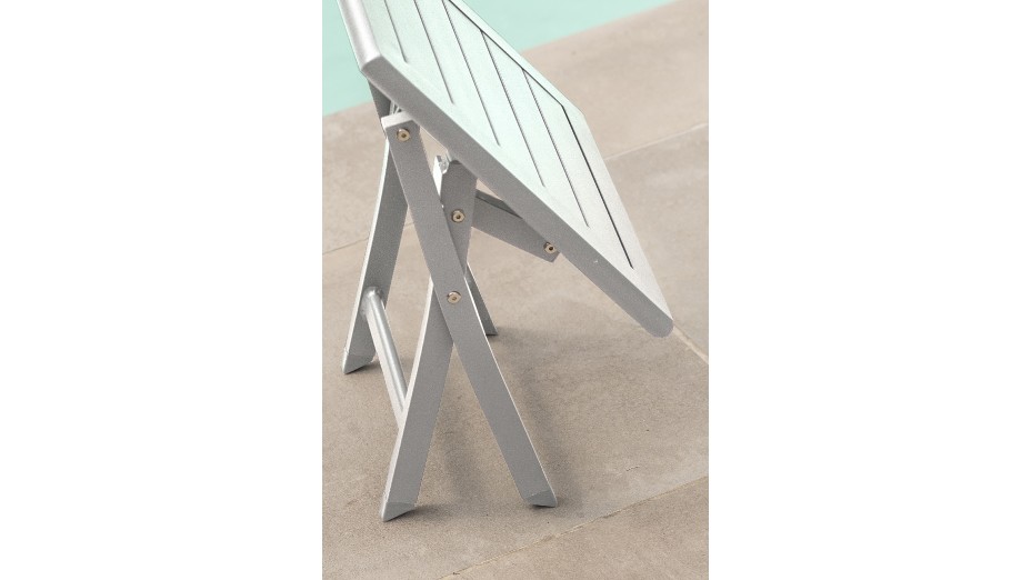 Table basse de jardin pliante MARIUS (43x43 cm) en aluminium - BLANC