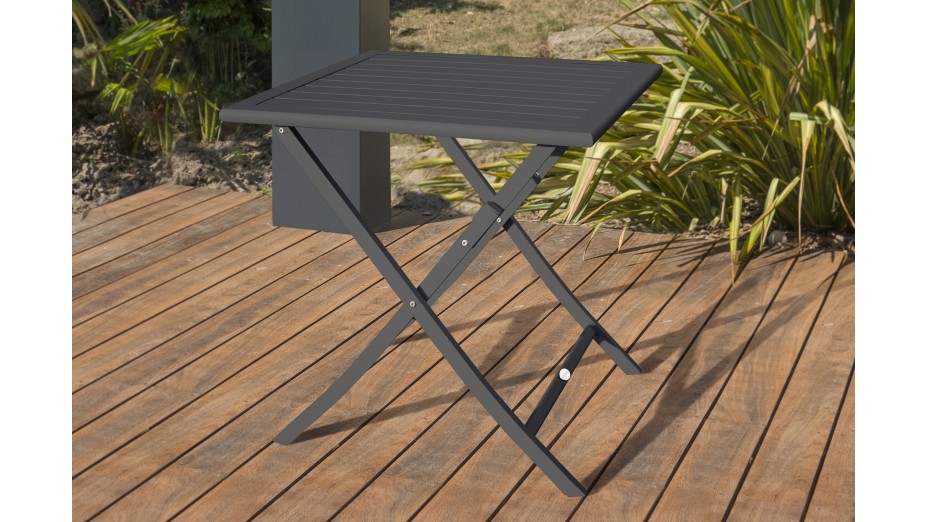 Lot composé d'une table de jardin MARIUS-TB70-GRISANT pliante et de 2 chaises MARIUS-CP-GRISANT pliantes