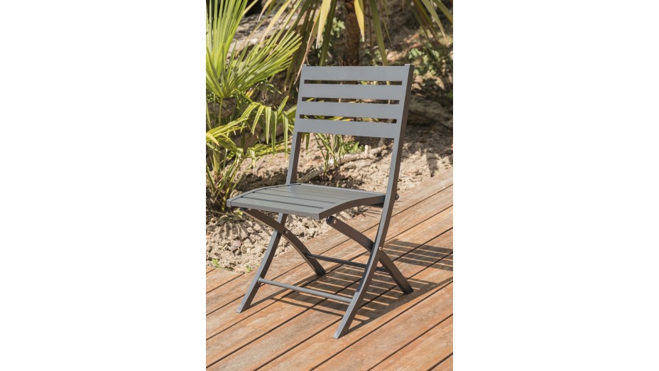 Lot composé d'une table de jardin MARIUS-TB70-GRISANT pliante et de 2 chaises MARIUS-CP-GRISANT pliantes
