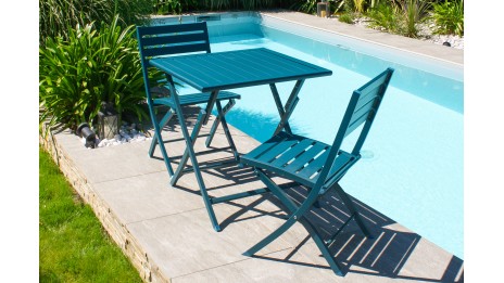 Lot composé d'une table de jardin MARIUS-TB70-CANARD pliante et de 2 chaises MARIUS-CP-CANARD pliantes