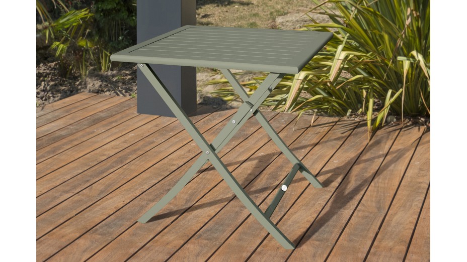 Lot composé d'une table de jardin MARIUS-TB70-KAKI pliante et de 2 chaises MARIUS-CP-KAKI pliantes