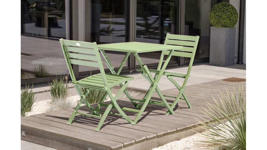 Lot composé d'une table de jardin MARIUS-TB70-LAGUNE pliante et de 2 chaises MARIUS-CP-LAGUNE pliantes
