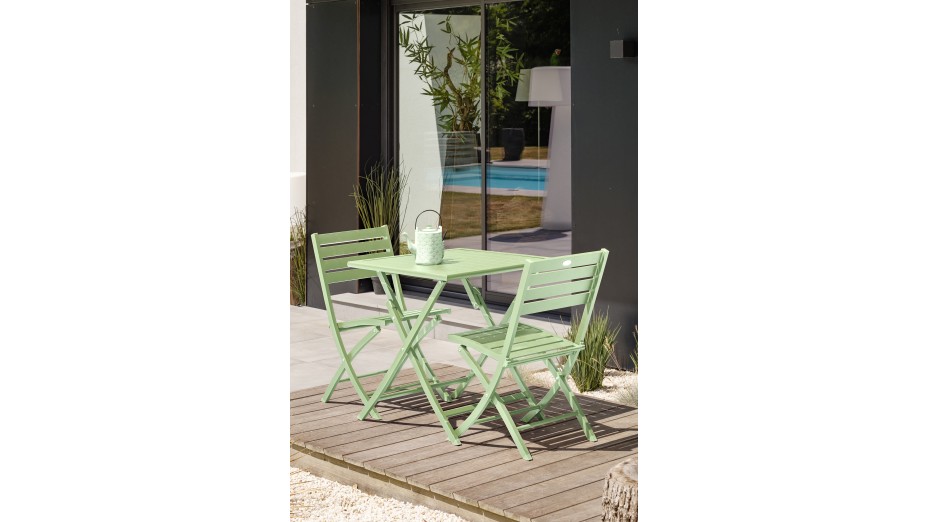 Lot composé d'une table de jardin MARIUS-TB70-LAGUNE pliante et de 2 chaises MARIUS-CP-LAGUNE pliantes